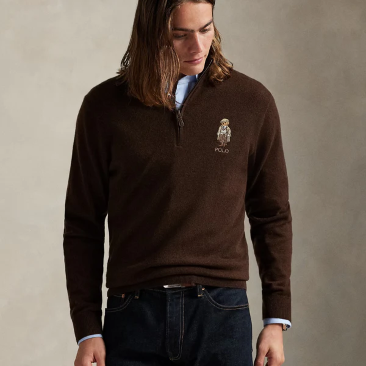 Polo-Bär Wollpullover mit Viertelreißverschluss
