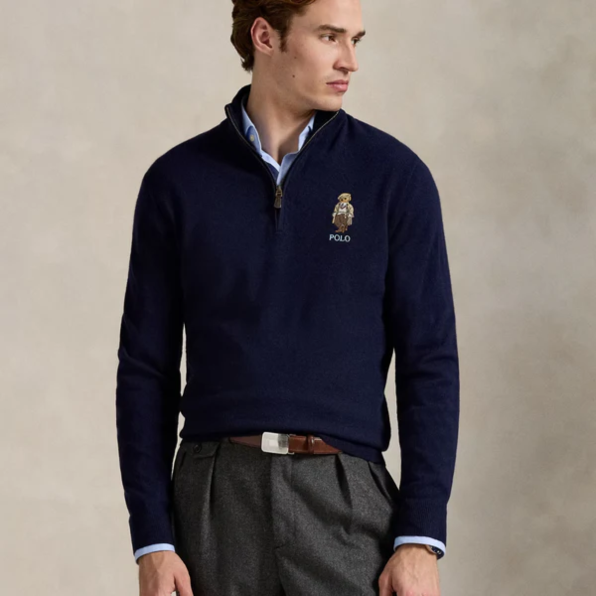 Polo-Bär Wollpullover mit Viertelreißverschluss
